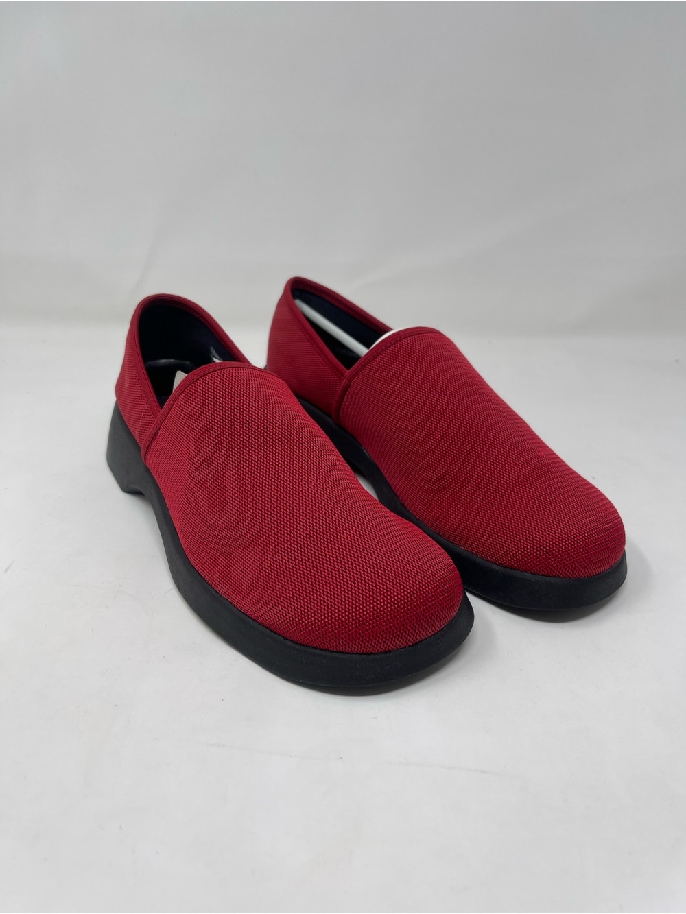 AEROSOLES Red Slip-On Knit Loafers with Black Outsole